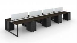 8 Person Workstation with Privacy Panels - Veloce