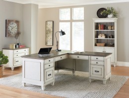 L Shaped Desk with Keyboard Tray and Power - Refined