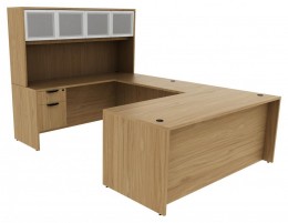 U Shaped Desk with Hutch - PL Laminate