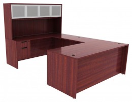 U Shaped Desk with Hutch - PL Laminate