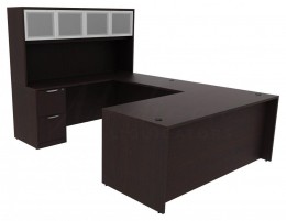 U Shaped Desk with Hutch - PL Laminate