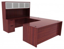 U Shaped Desk with Hutch - PL Laminate