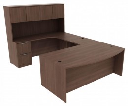 Bow Front U Shaped Desk with Hutch - PL Laminate