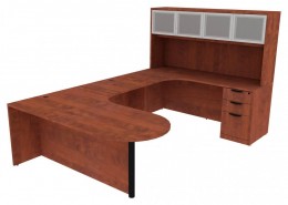 U Shaped Peninsula Desk with Hutch - PL Laminate