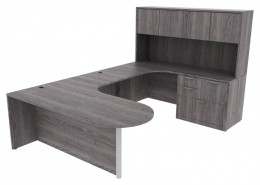 U Shaped Peninsula Desk with Hutch - PL Laminate