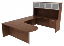 U Shaped Peninsula Desk with Hutch - PL Laminate