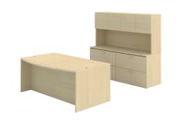 Bow Front Desk with Lateral Credenza and Hutch