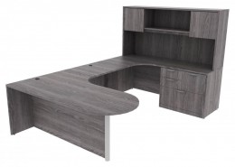 U Shaped Peninsula Desk with Hutch - PL Laminate