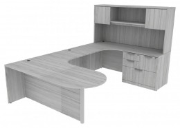 U Shaped Peninsula Desk with Hutch - PL Laminate