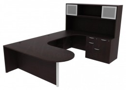 U Shaped Peninsula Desk with Hutch - PL Laminate