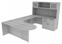 U Shaped Peninsula Desk with Hutch - PL Laminate