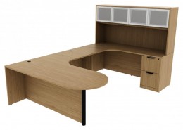 U Shaped Peninsula Desk with Hutch - PL Laminate