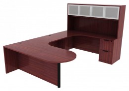 U Shaped Peninsula Desk with Hutch - PL Laminate