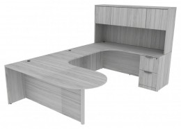 U Shaped Peninsula Desk with Hutch - PL Laminate