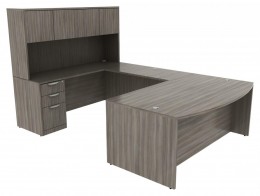 Bow Front U Shape Desk with Hutch - Commerce Laminate