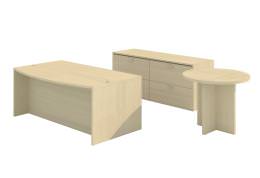Bow Front Desk with Lateral Credenza and Table