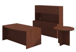 Bow Front Desk with Storage Credenza and Table