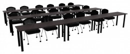 Three Rows of Training Tables - Round Legs - PL Laminate