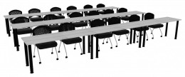 Three Rows of Training Tables - Round Legs - PL Laminate