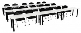 Three Rows of Training Tables - Round Legs - PL Laminate