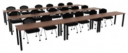 Three Rows of Training Tables - Square Legs - PL Laminate