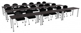 Three Rows of Training Tables - Square Legs - PL Laminate