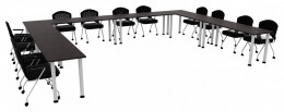 U Shaped Conference Table with Round Legs - PL Laminate