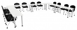 U Shaped Conference Table with Round Legs - PL Laminate