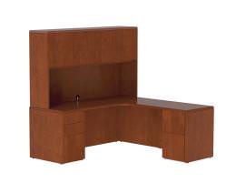 L Shaped Desk with Hutch and Drawers