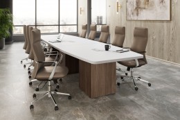 Boat Shaped Conference Table and Chairs Set