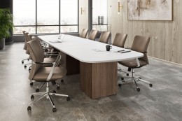 Racetrack Conference Table with Cube Base