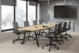 Boat Shape Conference Table and Chairs Set