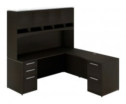 L Shaped Desk with Hutch - Potenza