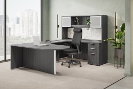 U Shaped Peninsula Desk with Hutch