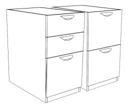 Cherryman Pair of 2 & 3 Drawer Desk Pedestals