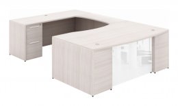 U Shaped Desk with Glass Modesty Panel - Potenza