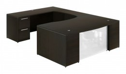 U Shaped Desk with Glass Modesty Panel - Potenza Series