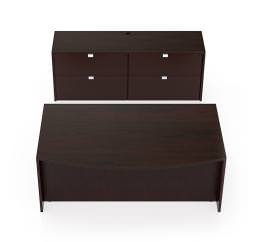 Bow Front Desk with Lateral Credenza