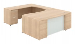 U Shaped Desk with Glass Modesty Panel - Potenza Series