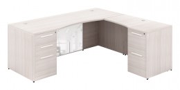 L Shaped Desk with Glass Modesty Panel - Potenza Series
