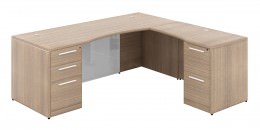 L Shaped Desk with Glass Modesty Panel - Potenza