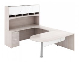 U Shaped Peninsula Desk with Hutch - Potenza Series