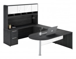 U Shaped Peninsula Desk with Hutch - Potenza
