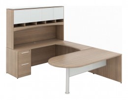 U Shaped Peninsula Desk with Hutch - Potenza Series
