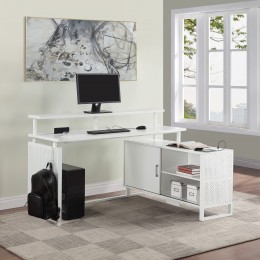 L Shaped Desk with Monitor Shelf