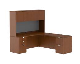 L Shaped Desk with Hutch and Drawers