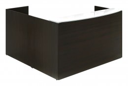 L Shaped Reception Desk with White Glass Transaction Counter