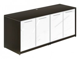 Credenza Storage Cabinet with White Glass Doors - Potenza Series