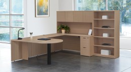 U Shaped Peninsula Desk with Bookcase