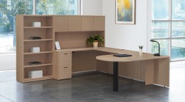 U Shaped Peninsula Desk with Bookcase